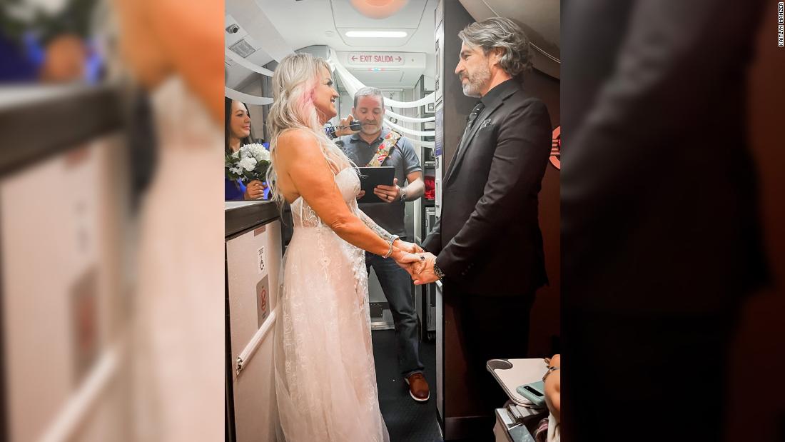 A couple couldn't make it in time to a Vegas wedding chapel. They got married on a Southwest flight instead