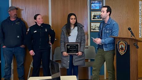 Furtado received $1,000 from DoorDash and a life-saving award from the Fairhaven Police Department.