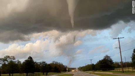 Dozens of buildings were flattened after a powerful tornado swept through the Wichita region