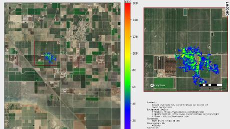 An environmental data company captured images of methane emissions from cattle taken from space.