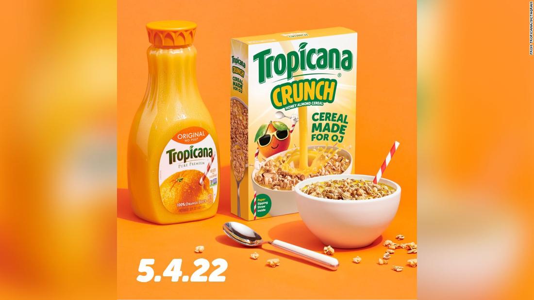 Tropicana wants you to pour orange juice on cereal