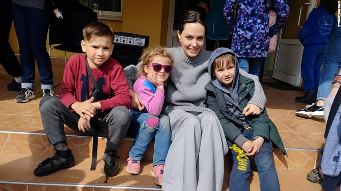 Angelina Jolie visits residents at boarding school and medical institution in Ukraine