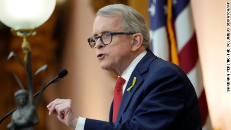 CNN predicted Tuesday that Ohio Governor Mike DeWine, seen here delivering his State of the State address in 2022, will win the Republican nomination. 