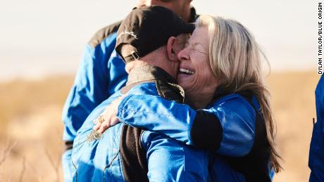 Shepard Churchley celebrates after the NS-19 mission.