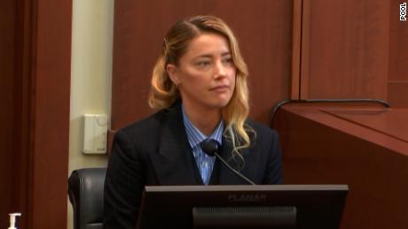 Amber Heard testifies in court on Wednesday, May 4, 2022. 