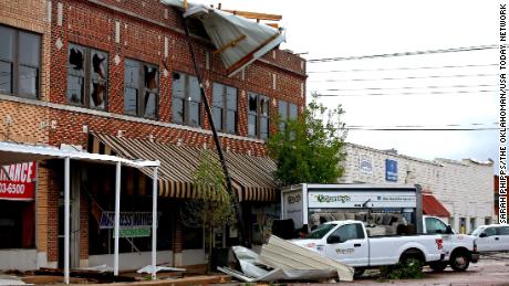 A tornado swept Wednesday through Seminole, Oklahoma, leaving debris scattered and windows broken.