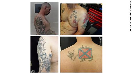 ABD Mareşal Ofisi, Casey White'ın bu görüntülerini ve ilaveten birkaç dövmeyi tanımlayan işaretleyicileri yayınladı.