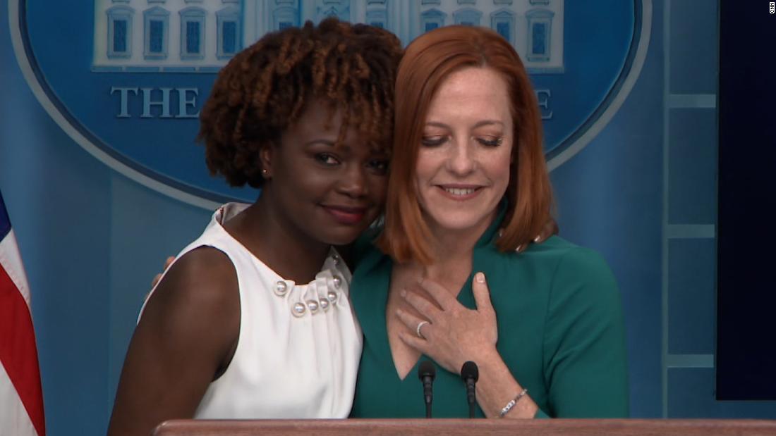 Watch: Jen Psaki gets emotional congratulating new White House press secretary Karine Jean-Pierre – CNN Video