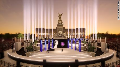Le immagini del palco fuori Buckingham Palace sono state pubblicate venerdì.