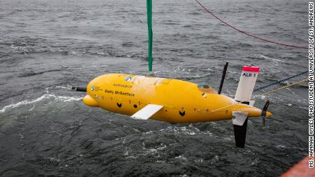 High-tech Autosub Long Range vehicle &quot;Boaty McBoatface&quot; is used to examine ice shelf conditions. This autonomous underwater vehicle is operated by the National Oceanography Centre.   Credit: Ms. Hannah Wyles, PhD student at University of St. Andrews