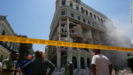 Havana's Hotel Saratoga, seen heavily damaged after an explosion on Friday.
