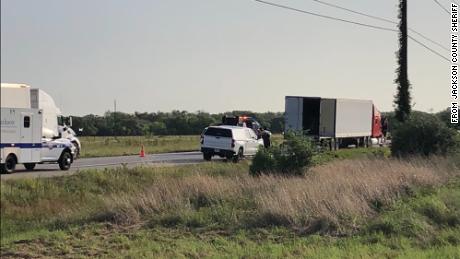 Authorities found dozens of people in the back of a tractor-trailer in southeast Texas.