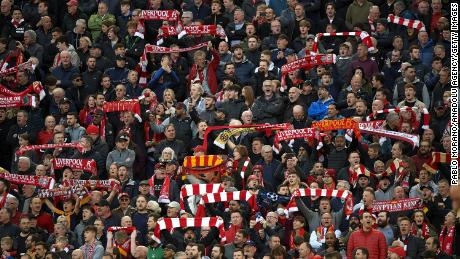Liverpool fans during the Champions League semifinal match against Villarreal.