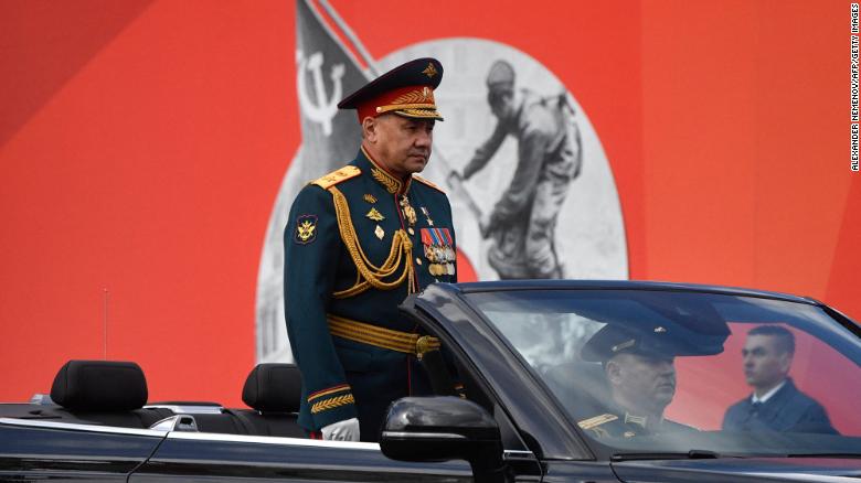 Russian Defence Minister Sergei Shoigu  attends the Victory Day military parade in central Moscow on May 9, 2022.