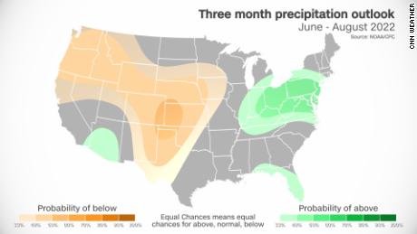 Turuncu renkli bölgelerde yağışların yaz aylarında ortalamanın altında olması bekleniyor.