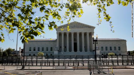 WASHINGTON, DC - MAY 09: A view of the U.S. Supreme Court Building on May 09, 2022 in Washington, DC. Later today Senate Majority Leader Chuck Schumer (D-NY) will hold a procedural vote on making abortion legal throughout the United States and later this week it will be taken up by the entire U.S. Senate. However, the vote requires a sixty-vote threshold to pass, meaning it will likely fail. (Photo by Anna Moneymaker/Getty Images)