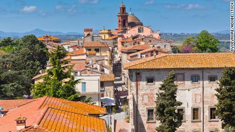 Roofs of the buildings and street in the Castiglione del Lago town, Italy