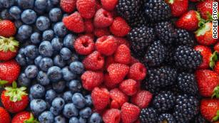 Fill up with fiber-rich foods such as strawberries, blueberries, raspberries and blackberries.
