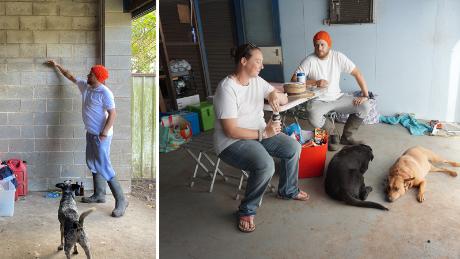 Tamara Collins and Tim Phillips are living in their shed after floodwater ruined their newly renovated home in Coraki, New South Wales.