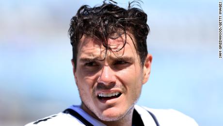 Josh Lambo warms up prior to the Jacksonville Jaguars&#39; game against the Arizona Cardinals at TIAA Bank Field on September 26, 2021. 