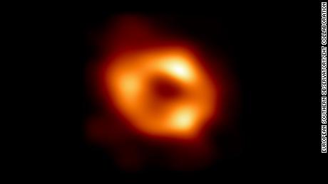 This is the first image of Sagittarius A *, the supermassive black hole at the center of our galaxy.