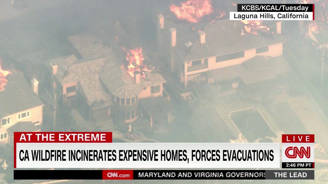 Wildfire incinerates homes, forces evacuations in affluent California community – CNN Video