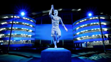 Sergio Aguero has been immortalized by a statue at the Etihad Stadium. 
