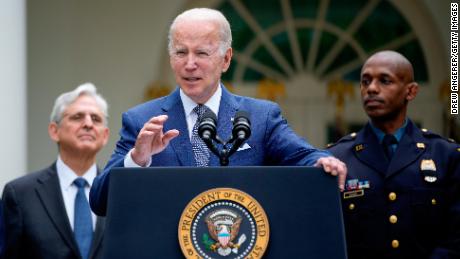 WASHINGTON, DC - MAY 13: U.S. President Joe Biden speaks in the Rose Garden of the White House on May 13, 2022 in Washington, DC. The event was held to highlight state and local leaders who are investing in American Rescue Plan funding to improve community safety. (Photo by Drew Angerer/Getty Images)