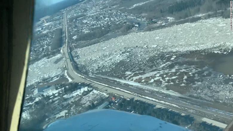 A Canadian town is under evacuation after breakaway ice causes flooding