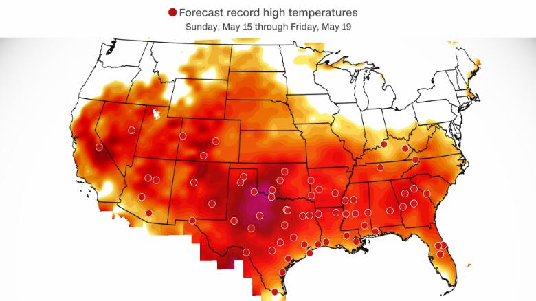 Fire weather worsens as heat wave spreads across southern US this week