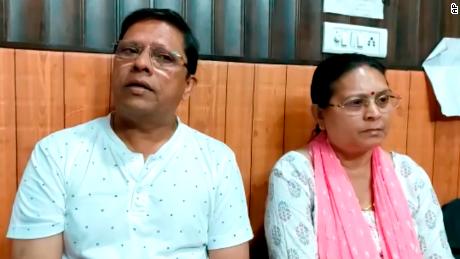Sanjeev and Sadhana Prasad at a lawyer&#39;s chamber in Haridwar, India, on May 12.