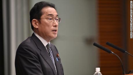Japan&#39;s Prime Minister Fumio Kishida at a press conference in Tokyo on April 26.
