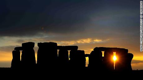 The prehistoric monument of Stonehenge in Wiltshire, United Kingdom, is shown.