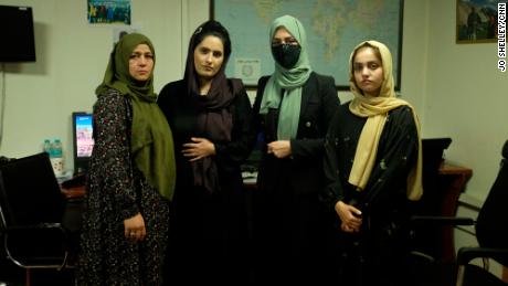 A group of female presenters and producers at Afghanistan&#39;s TOLOnews.