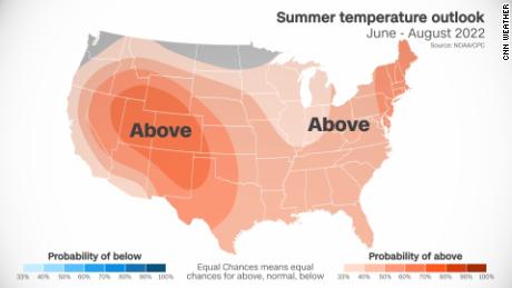 The summer temperature outlook calls for above normal temperatures for much of the contiguous US. 
