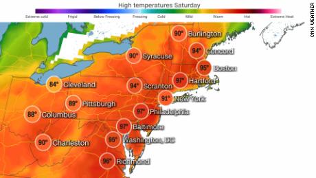 The northeast heat wave will persist on Sunday
