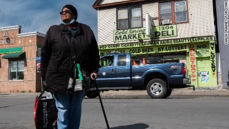 Jewelen &quot;Jewel&quot; Magee walks along Jefferson Avenue in Buffalo, where she has lived for more than 50 years.