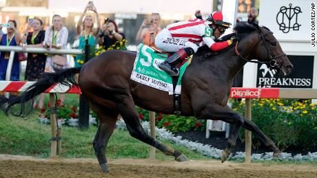 José Ortiz atop Early Voting wins the 147th running of the Preakness Stakes horse race.