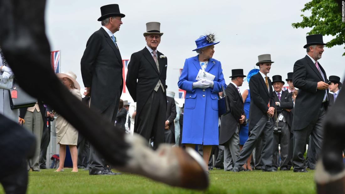 The Diamond Jubilee weekend -- marking the 60th anniversary of the Queen&#39;s accession to the throne -- opens with a trip to the races. A lifelong horse lover, the Queen was joined by Prince Philip at Epsom Derby in Epsom, southern England, on Saturday, June 2, 2012, where they viewed the horses from the parade ring. 