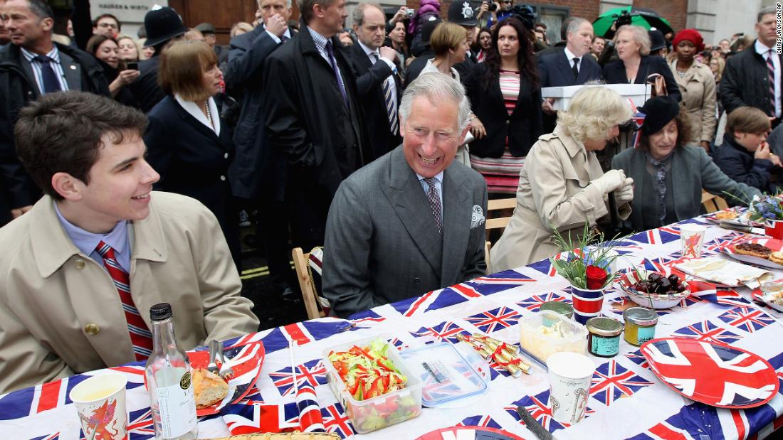 Prince Charles and Camilla, Duchess of Cornwall attend the &quot;Big Jubilee Lunch&quot; in central London ahead of the Diamond Jubilee River Pageant on June 3, 2012. This was only the second time in British history that a monarch celebrated a Diamond Jubilee -- the first being Queen Victoria.
