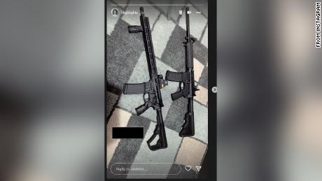 A photo of two AR15-style rifles appeared on an Instagram account tied to the Uvalde shooter just three days before Tuesday&#39;s massacre. Part of the image has been obscured by CNN to remove the name of a third party.  