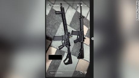 A photo of two AR15-style rifles appeared on an Instagram account tied to the Uvalde shooter just three days before Tuesday's massacre. Part of the image has been obscured by CNN to remove the name of a third party.  