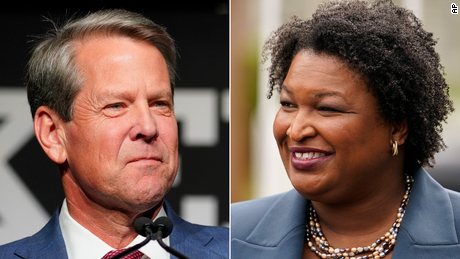 Gov. Brian Kemp, left, and Stacey Abrams.