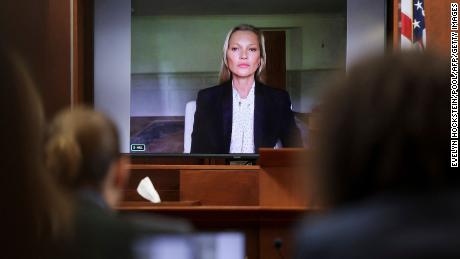 Kate Moss testifies via video on Wednesday.