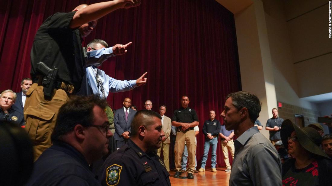 Texas gubernatorial nominee Beto O&#39;Rourke, bottom right, &lt;a href=&quot;https://www.cnn.com/2022/05/25/politics/beto-orourke-uvalde-greg-abbott/index.html&quot; target=&quot;_blank&quot;&gt;confronted Gov. Greg Abbott and other officials&lt;/a&gt; during a news conference Wednesday about the shooting. &quot;The time to stop the next shooting is right now and you are doing nothing,&quot; O&#39;Rourke told Abbott. The two will face off in November&#39;s election.