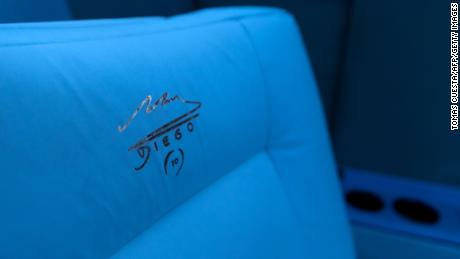 Detail of a seat inside the aircraft.