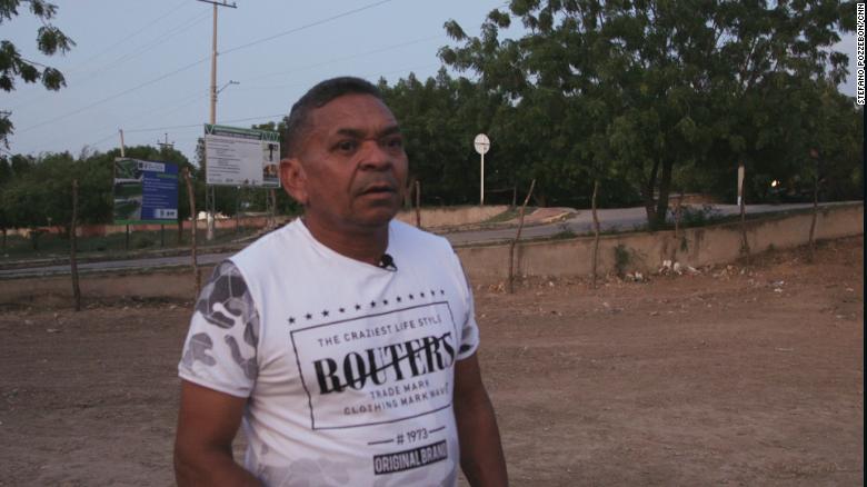 Diaz&#39;s father Luis Manuel Diaz on the sandy pitch where the football star started to play the game in Barrancas.