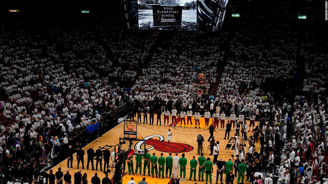 Miami Heat and Boston Celtics pay tribute to victims as the sporting world reacts to Texas shooting