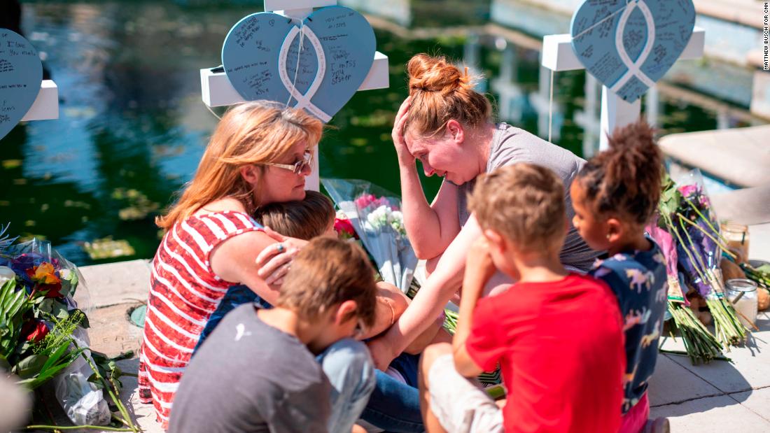 The friends and family of Maranda Mathis, one of &lt;a href=&quot;https://www.cnn.com/2022/05/25/us/victims-uvalde-texas-school-shooting/index.html&quot; target=&quot;_blank&quot;&gt;the young victims of the school shooting,&lt;/a&gt; grieve her loss in front of a cross bearing her name on May 26. &quot;These children should be remembered for all the right reasons,&quot; a family member said.