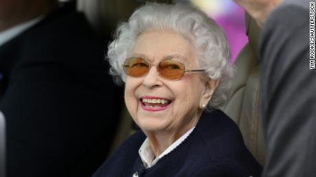 The Queen jumps in joy as she visits the Royal Windsor Horse Show in the UK on May 13, 2022. 